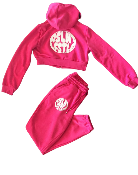 ''RSLNT'' Womens Crop Top Zip Up Tracksuit