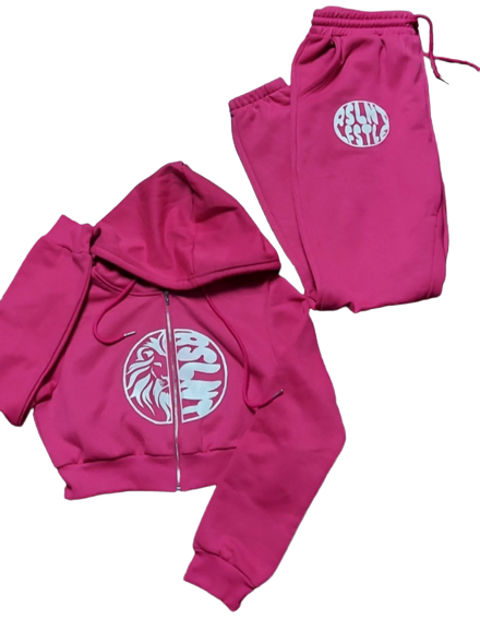 ''RSLNT'' Womens Crop Top Zip Up Tracksuit